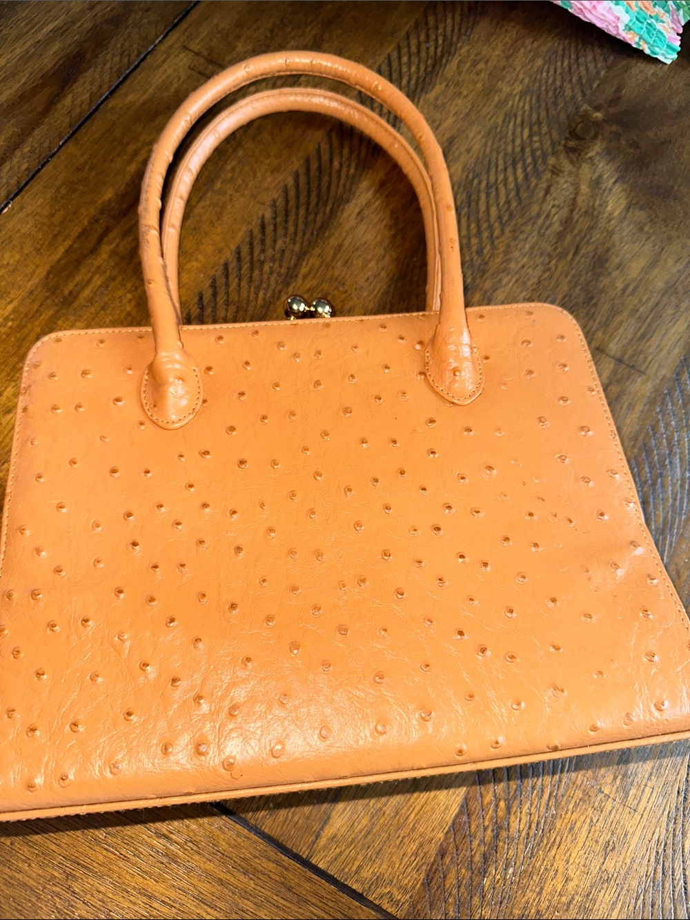 INC International Concepts Orange Faux-Ostrich Satchel